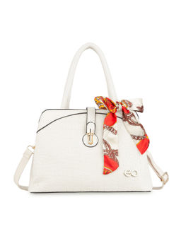 E2O - Croc Structured White Satchel Handbag for Women