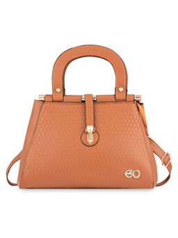 E2O - Croc Structured Orange Satchel Handbag for Women