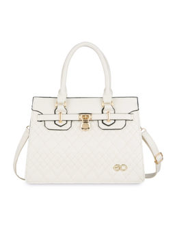E2O - Quilted Pattern White Satchel Handbag for Women