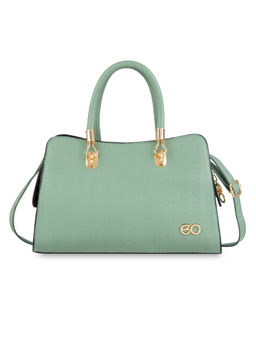 E2O - Textured Pattern Green Satchel Handbag for Women