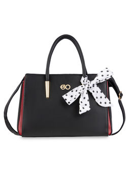 E2O - Red & Black Solid Satchel Handbag