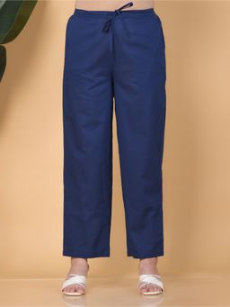 ARAMYA - Blue Soft Cotton Solid Pant