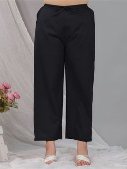 ARAMYA - Black Soft Cotton Solid Pant