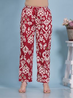 ARAMYA - Red Soft Cotton Ikat Pant