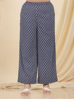 ARAMYA - Blue Kantha Cotton Butti Palazzo