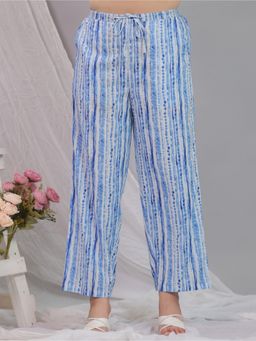 ARAMYA - Baby Blue Soft Cotton Striped Pant