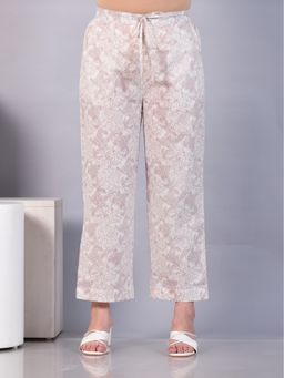 ARAMYA - Off White Soft Cotton Floral Pant