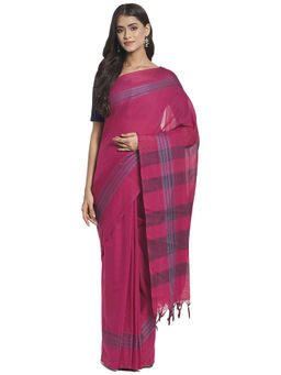 Fabindia - Magenta Woven Cotton Saree
