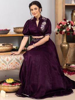 Lavanya The Label - Purple Apricot Skirt Top (Set of 2)