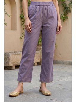 Aurelia - Women's Purple Solid Straight Fit Pants