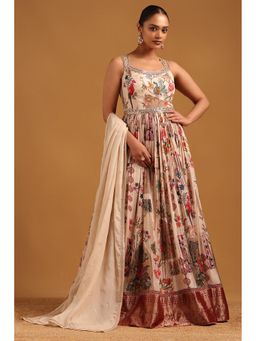 Soch - Womens Hand Embroidery Gown Dupatta with Unstitched Sleeves