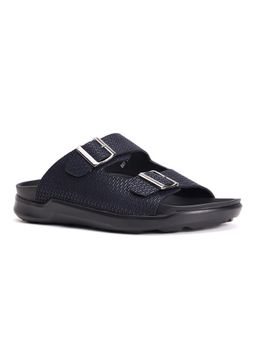 Hitz - Men's Black Leather Open Toe Slippers