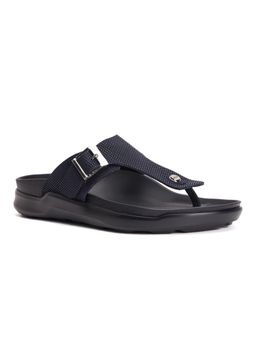 Hitz - Men's Black Leather Open Toe Slippers