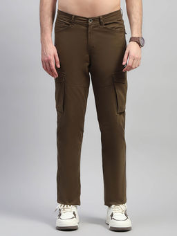 Rock.it - Mens Brown Solid Regular Fit Cargo Trouser