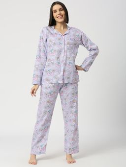 Pyjama Party - Summer Nights Button Down Pure Cotton Shirt with Pyjama (Set of 2)