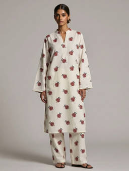 NISHORAMA - Women White Rifa Co-Ord Set