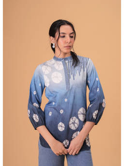 Zolo Label - Women Blue Embroidered Casual Top