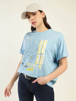 Levi's - Women Blue Cotton Printed T-Shirt