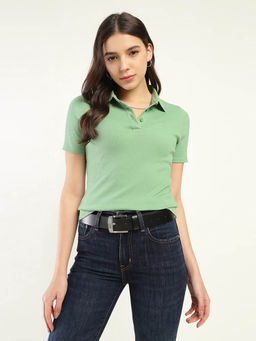 Levi's - Women Green Cotton Solid T-Shirt