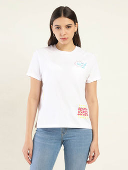 Levi's - Women White Cotton Printed T-Shirt