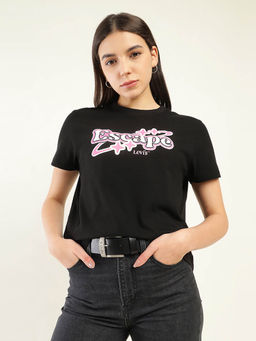 Levi's - Women Black Cotton Printed T-Shirt