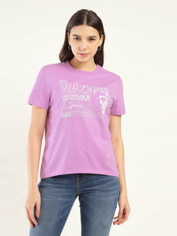 Levi's - Women Purple Cotton Printed T-Shirt
