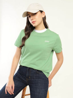Levi's - Women Green Cotton Solid T-Shirt
