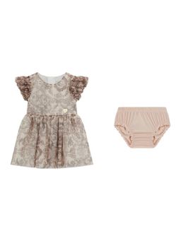 Guess - Brown Polyester Floral Girl Dress with Panty
