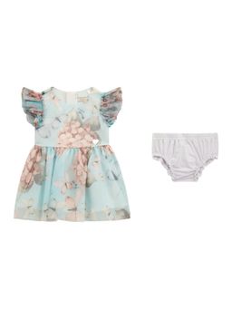 Guess - Blue Polyester Floral Girl Dress with Panty