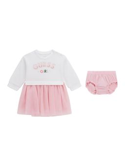 Guess - White Cotton Solid Girl Jersey Dress with Panty