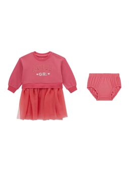 Guess - Red Cotton Solid Girl Jersey Dress with Panty