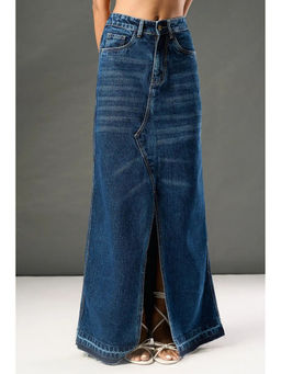 FREAKINS - Indigo Wave Mid Slit Maxi Skirt