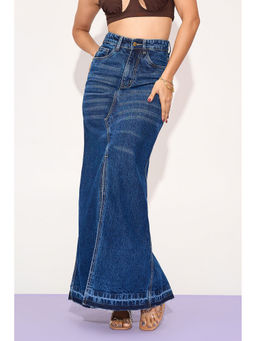 FREAKINS - Indigo Skyler Mid Slit Maxi Skirt