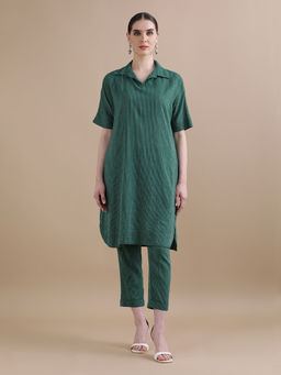 Black & Blah Blah - Relaxed Fit Kantha Printed A-Line Pure Cotton Kurta and Trouser (Set of 2)