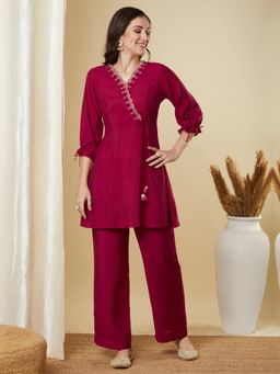 Kami Kubi - Panelled Co-Ord with Cutwork Embroidered Mock Paired with Pant (Set of 2)