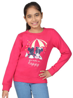 Cantabil - Girls Pink Printed Sweatshirt