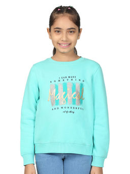 Cantabil - Girls Aqua Printed Sweatshirt
