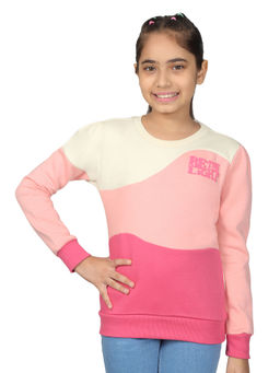 Cantabil - Girls Pink Colorblock Sweatshirt