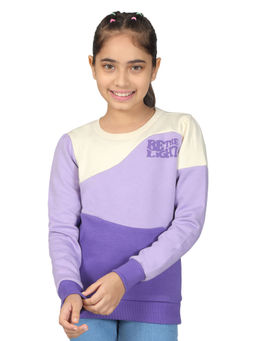 Cantabil - Girls Purple Colorblock Sweatshirt