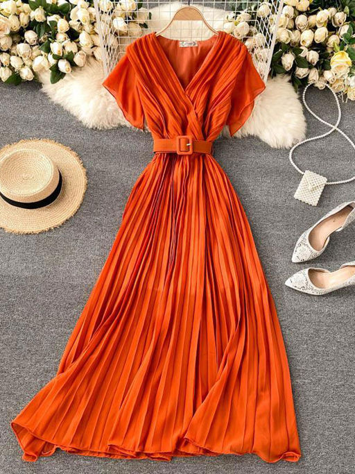 orange statement dress Embracing the night in vibrant stylethis bold orange dress with delicate pink lace isn't just an outfit, it's a statement of confidence. Every step is a brushstroke on the canvas of the