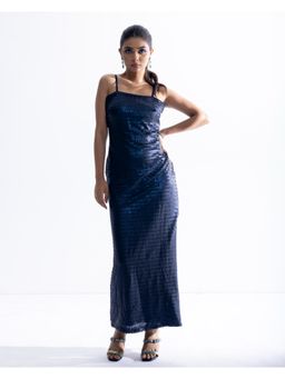 AOBA - Women Blue Solid Sequined Maxi Dress