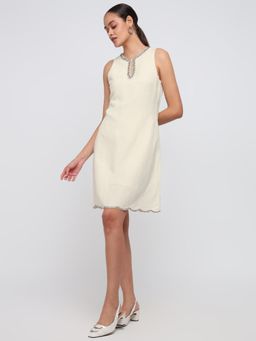 Cover Story - Embellished White Sheath Dress