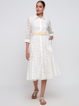 Cover Story - Whit Schiffli Dress with Belt