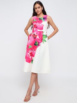 Cover Story - Sleeveless White Fit-And-Flare Dress