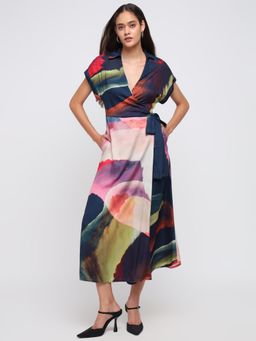 Cover Story - Abstract Watercolour Wrap Dress