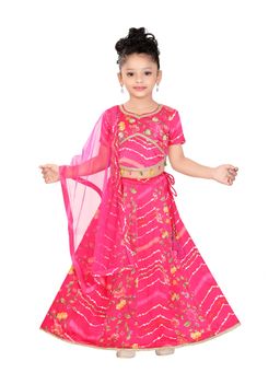 Pragya Exclusive - Floral Printed Stylish Pink Top with Lehenga and Dupatta (Set of 3)