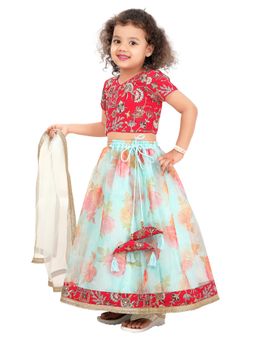 Pragya Exclusive - Hot Pink Top and Tissue Printed Lehnga with Dupatta (Set of 2)