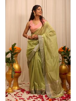 BEGUM BELIYA - Spring Dew Green Saree with Unstitched Blouse