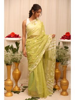 BEGUM BELIYA - Bela Bon Green Saree with Unstitched Blouse