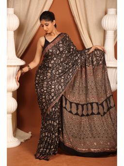 BEGUM BELIYA - The Desert Duchess Charcoal Saree with Unstitched Blouse